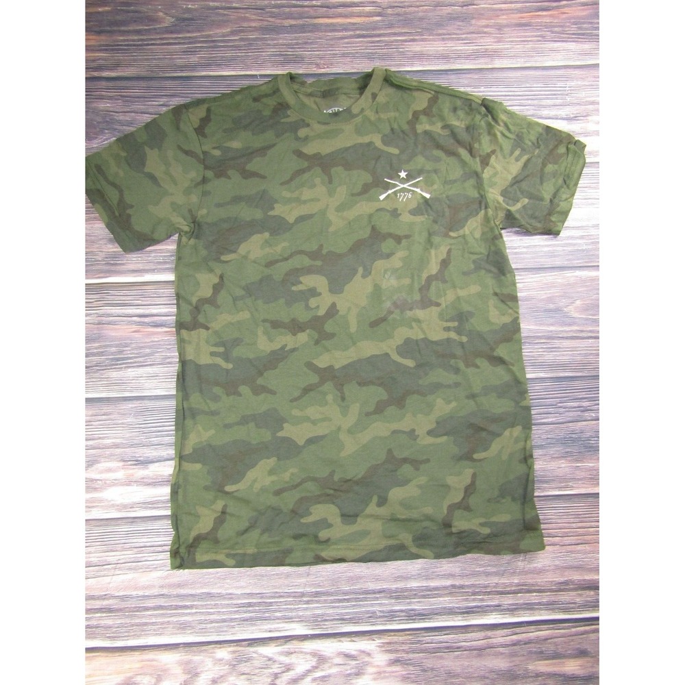Howitzer Patriot Mens Medium Green Camo T Shirt Military USA America